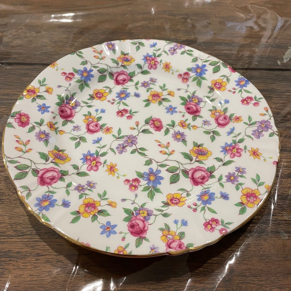 4 English Chintz 3 and 1 Bavarian tea party plates